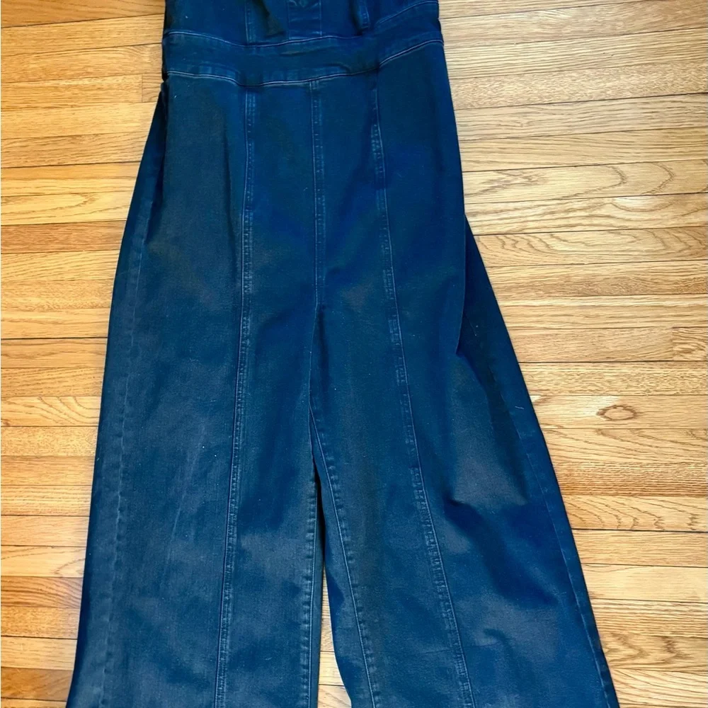 VENUS stretch denim Black Wide-Leg Jumpsuit - Picture 11 of 12